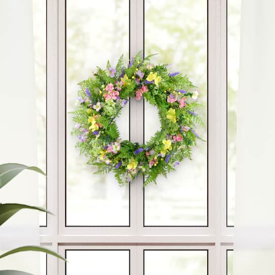 30" Artificial Dogwood & Lavender Floral Spring Wreath